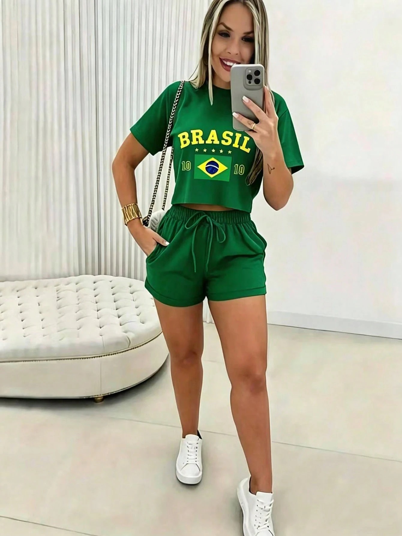 T-Shirts - 2026 Women's Short-Sleeve Set Brazilian Print