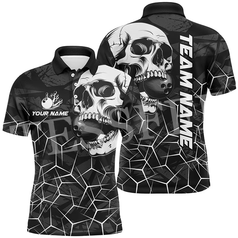 Short Sleeve Bowling Shirt Retro - Custom Name Strike Bowling Flame Tattoo