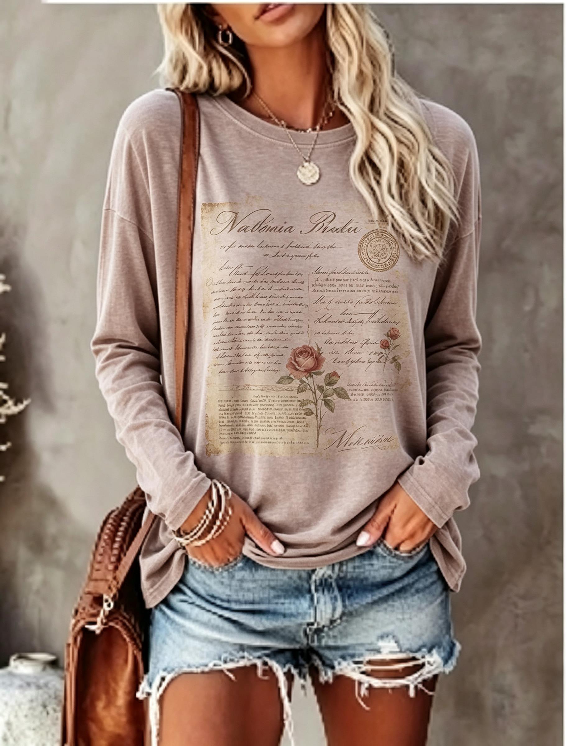 Women Long Sleeve T Shirt Vint - Shirts review and price